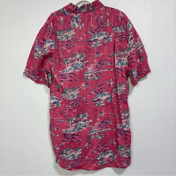 IZOD Saltwater Men's XL NWT Button Front Casual Short Sleeve Shirt Tropical Pink - Picture 5 of 9